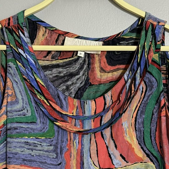 Vintage Platinum Dorothy Schoelen Sleeveless Blouse Women Petite Abstract Retro - Picture 9 of 12